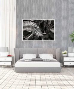 Fern-Plant-Standing-Leaves-Black-&-White-Canvas-Wall-Art--Large-Mount black and white photography