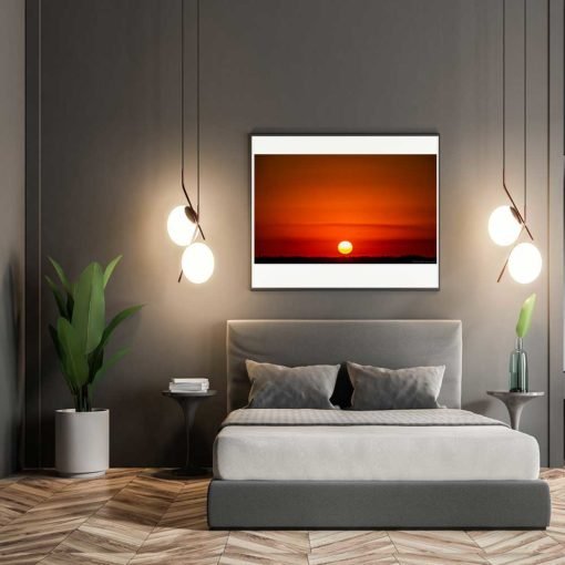 Red-Sky-Sunset-Over-Miami-Canvas-Wall-Art-grey-frame